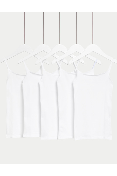 Marks & Spencer 5'li Pamuklu Askılı Atlet Seti (5-14 Yaş)