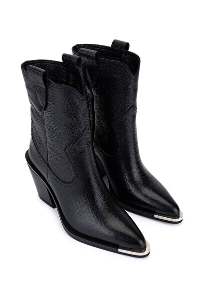 Tamer Tanca Women's Genuine Leather Black Floater Classic Boots