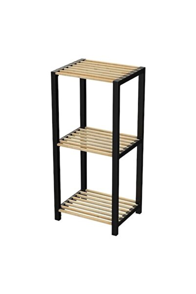 AB HOMES Οργανωτής κουζίνας, ράφι γενικής χρήσης, 3 επίπεδα, 35x29x78 cm, ξύλο με μαύρο μεταλλικό σκελετό