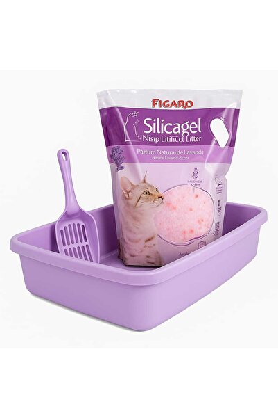 MIAU MIAU Figaro SilicaGel Lavender 7.6l Cat Litter Box and Scoop Set:
