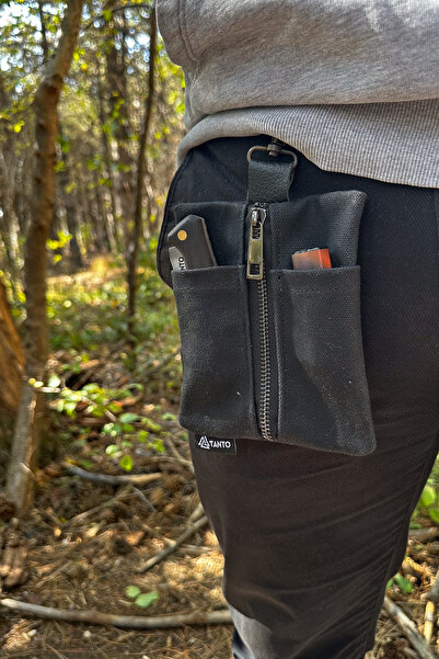 Tantobushcraft Mumlu Kanvas EDC Bel Çantası – Su İtici Kompakt Erkek Cep Orga...