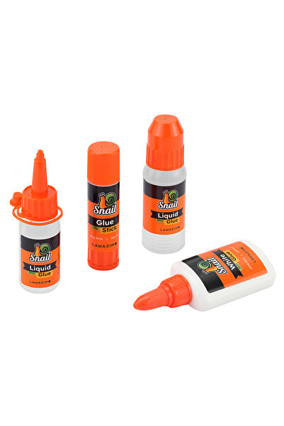 Lawazim Snail Glue Set - Quick-Dry Strong Adhesive Kit with Glue Stick 15g White & Liquid Glue