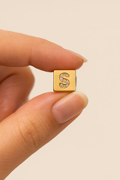 SE Jewellery Collection Selin Ersoy Taşlı S Harfli Rose Küp Charm-Kolye Ucu