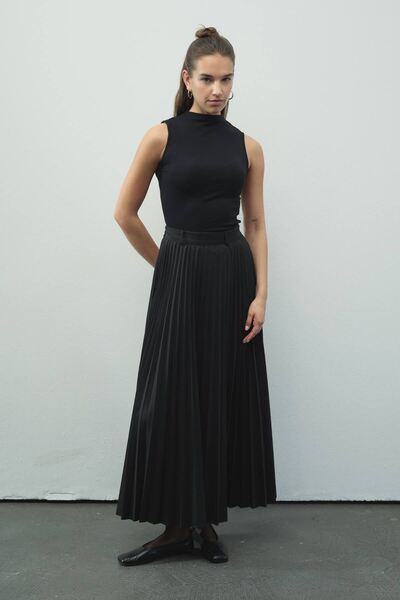 Hooopstore Pilisoley Polyviscon Black Skirt