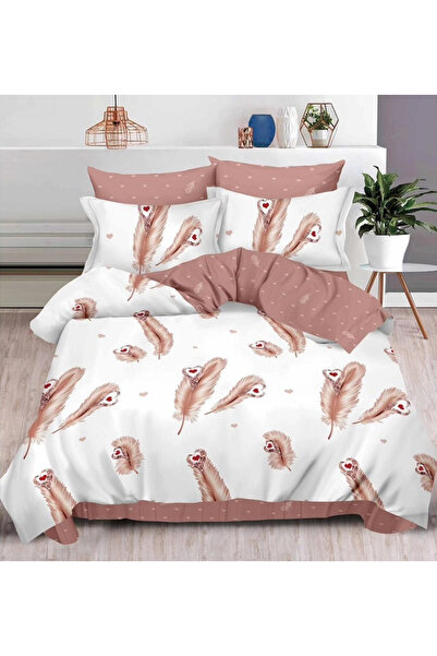 Pucioasa Set de lenjerie de pat dublă (cearșaf cu elastic), reversibil, 6 piese, grosime fină (cod ST-155)