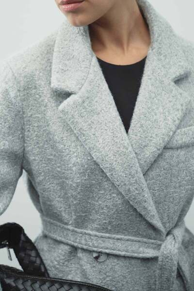 Hooopstore Double-Breasted Closed-Collar Blazer Gray Jacket