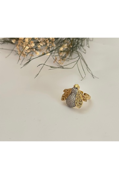 mibrillo خاتم النحل المكافئ من العلامة التجارية مع حجر الزركون، خاتم البركة.