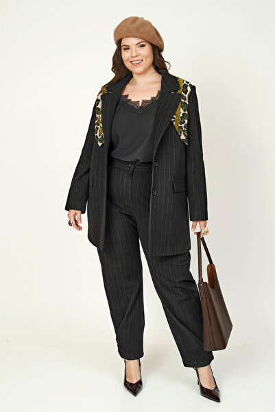 Büyük Moda Striped Check Blazer Jacket