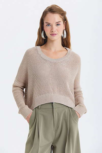 Clandestino Casual Knitwear Basic Bohemian Sweater Beige