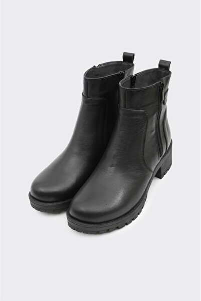 derinet Hakiki Deri Fermuarlı Kadın Bot