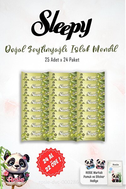 Sleepy 24 AL 22 ÖDE Zeytinyağlı Islak Mendil 25'li ve ROSIE