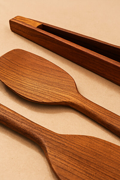 Home Handmade Wooden Tongs & Spatula Set – Natural, Healthy, and Stylish Kitc...