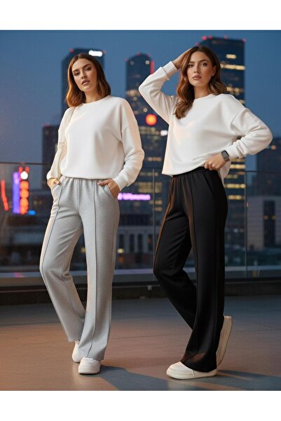 LACKH Two Pieces of Tracking Pants Baggy Legs Black Gray