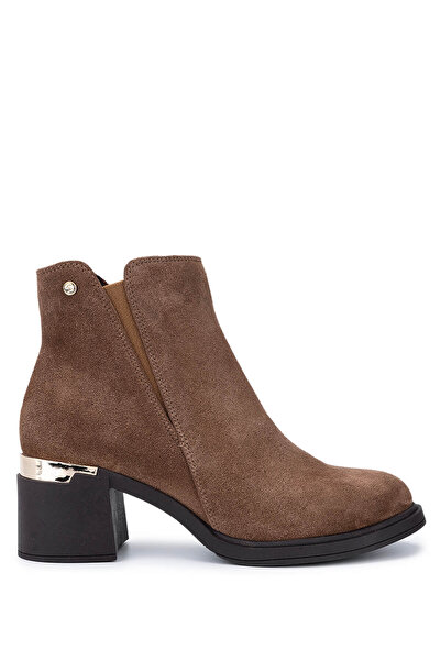 Tamer Tanca Women's Genuine Leather Brown Heeled Boots