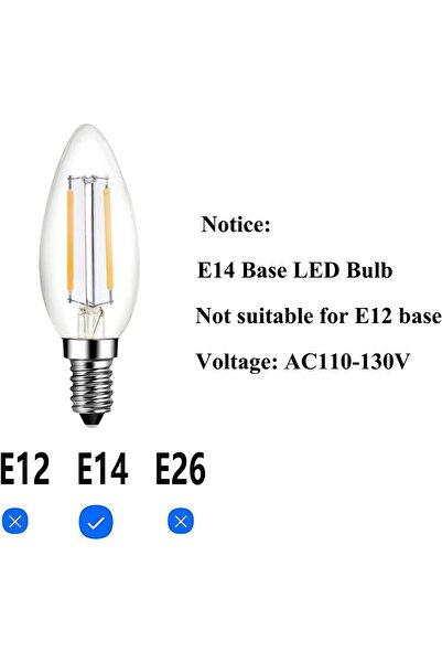 Generic Beonllay E14 LED Bulbs, E14 Base, 2W (Equiv. 25W), 110V, 2700K Warm White, 250 lm, Pack of 6