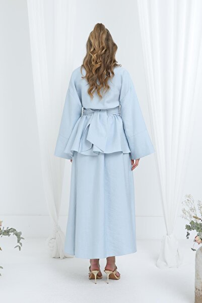 Loreen Women's Luna Belted Minimal Skirt Set -20682Tks - Blue