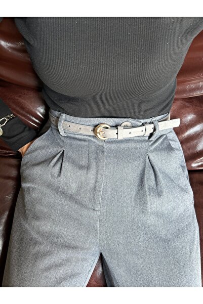 LİA KEMER Stance Curea de talie pentru femei, din piele intoarsa cu model rot...