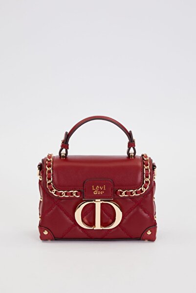 Levidor Kapitone Nakış, Zincir Örgü ve Metal Zımba Detaylı Küçük Boy Kadın El ve Omuz Çantası LV930580