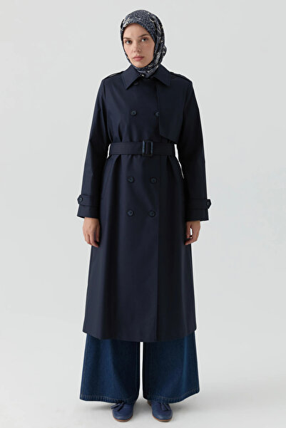 Tuğba Rüzgarlık Detaylı Trençkot - Lacivert