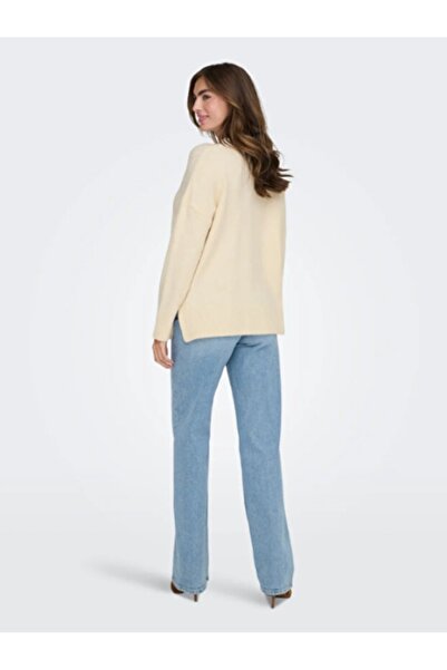 ONLY Onlhazel Ls Highneck Overs Pull Knt Nca Women's Sweater 15352853 Detail:Melange/Whitecap Gray