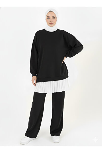 ULKER AYDIN Kadın Piliseli Krep Üst Giyimi Uzatan Lastikli İçlik Etek