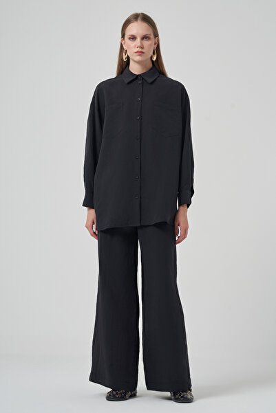 Nuss Shirt Wide Leg Pants Set 1021 Black