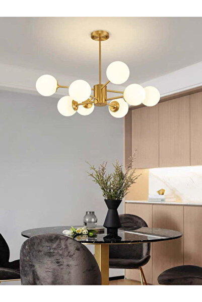 RFAN Chandelier, Model 5506/8, With Lampshades, 8 X E27, Gold