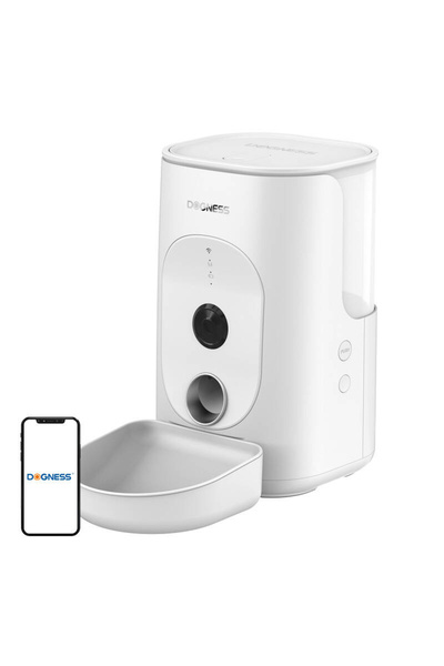 Dogness F15 WiFi 4L Smart Food Dispenser with Camera with Plastic Container (White)