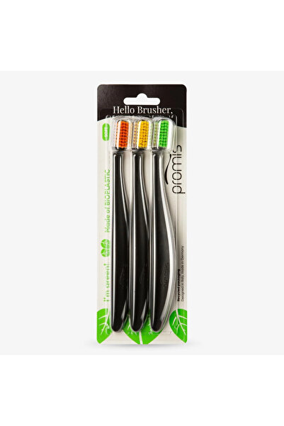 Promis Trio Black Biyoplastik 3'lü Diş Fırçası Seti