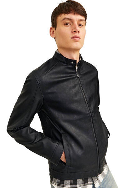 Jack & Jones Ανδρικό μαύρο μπουφάν Jjedylan Clean PU