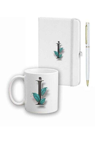 Hediyenikap Leaf Pattern Agenda Mug and Pen Set