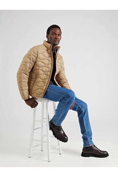 Jack & Jones Jachetă matlasată ușoară pentru bărbați – Palton bej, croială regulată, hidrofug, de tranziție, pentru primăvară și toamnă