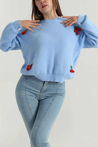ikomteks Cherry Detailed Soft Knit Sweater