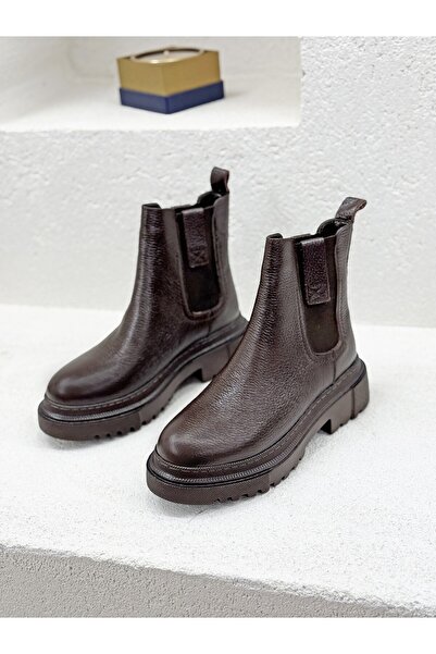 NUR KARACA 26K445 حذاء ذو نعل سميك من الجلد الطبيعي بسماكة 5 سم مع نعل مطاطي