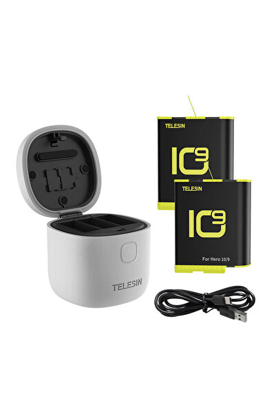 TELESIN Allin waterproof three-channel charger box + 2 batteries for GoPro Hero 12 / Hero 1