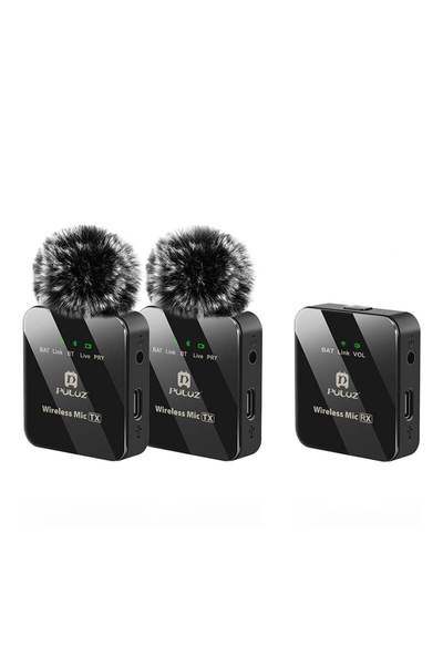 PULUZ Microfon Lavalier fără fir 2 TX + 1 RX