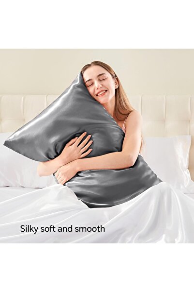 BEDELITE Satin Zipper Pillowcase 50.8 x 76 cm - Dark Gray