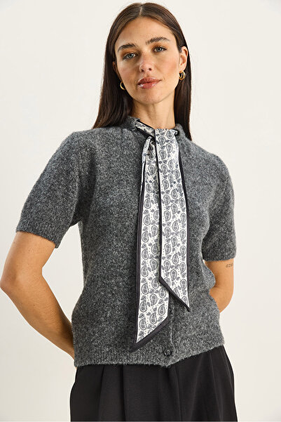 Bianco Lucci Women's Scarf Accessory Short Sleeve Knitwear Cardigan 9058 60283765