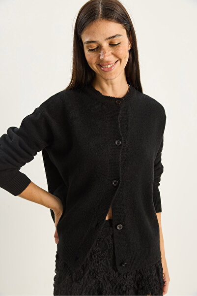 Bianco Lucci Women's Crew Neck Basic Knitwear Cardigan 60283776