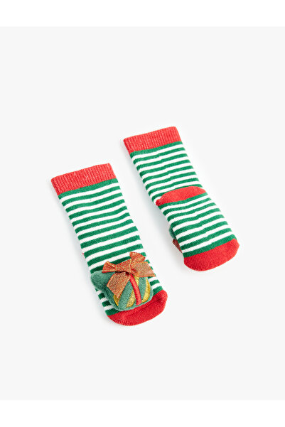 Koton Christmas Themed Cotton Towel Socks
