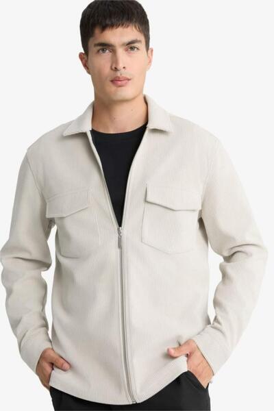 DeFacto Regular Fit Polo Neck Corded Fabric Velvet Shirt Jacket (25 Au)