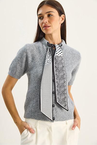 Bianco Lucci Women's Scarf Accessory Short Sleeve Knitwear Cardigan 9058 60283765