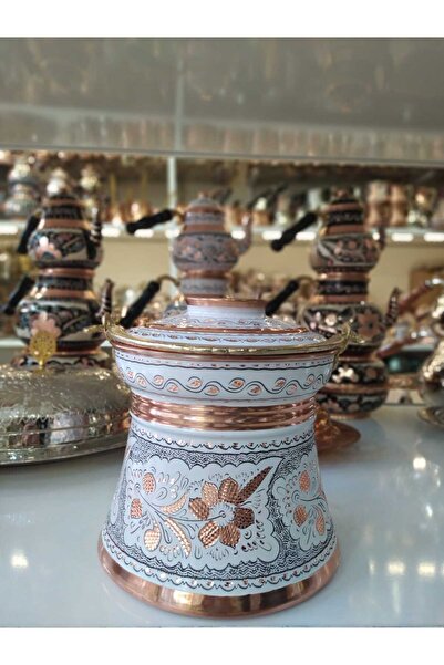 KARACA BAKIR İşlemeli Bakır Bakraç- Yoğurt Bakracı-Bakır Helke-Stil 3lt