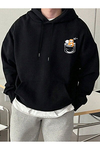 MODAVİBE Hanorac unisex cu glugă, imprimat, cu buzunar cangur, cu 2 fire, tex...