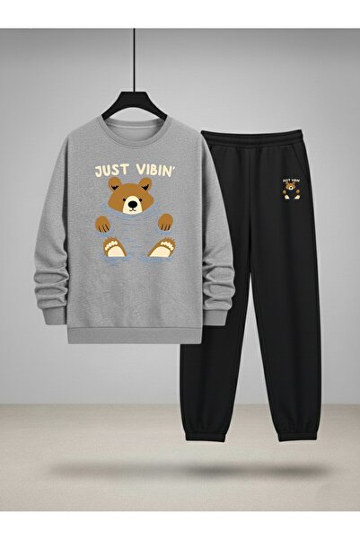 LORVEX Costum pentru copii cu gât rotund Swea tricou și pantaloni de trening ...