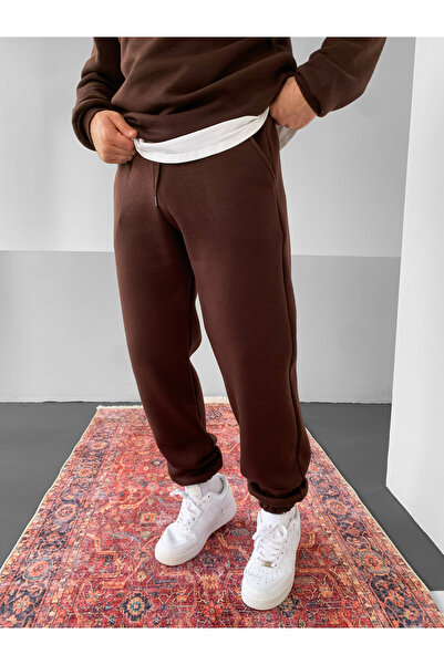 NO1 KONSEPT Καφέ Premium oversized επένδυση fleece Φούτερ με επένδυση fleece κλωστές