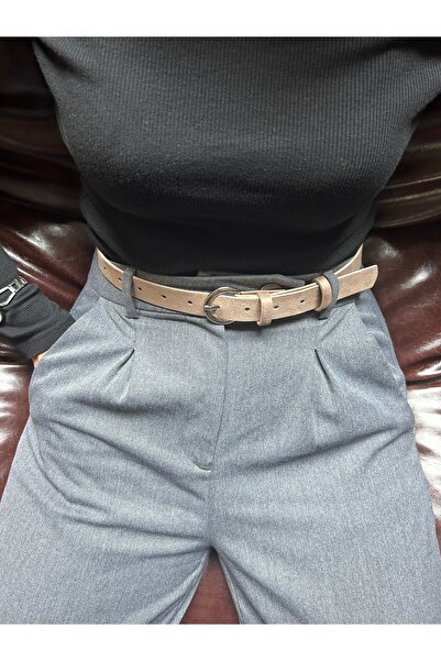 LİA KEMER Illume Curea rotundă cu model din piele intoarsa pentru femei, cu c...