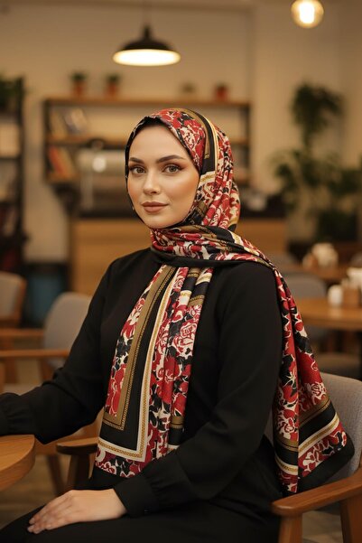 AFVENTE Chain Rose Pattern Fuchsia Cotton Shawl