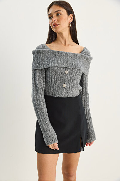 Bianco Lucci Women's Boat Neck Button Detailed Knitwear Sweater 9059 60283778