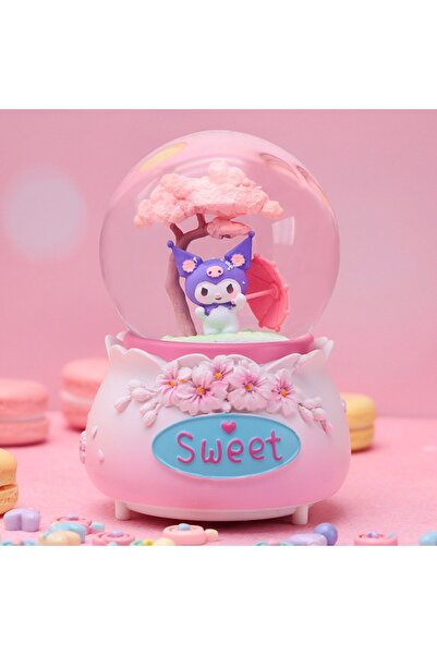 nesever store Kuromi Orta Boy Kar Küresi Işıklı, Müzikli, Pembe, 12x8